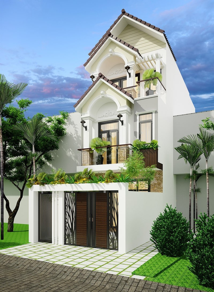 Mẫu nhà ống 3 tầng mái Thái đẹp nhất 2023